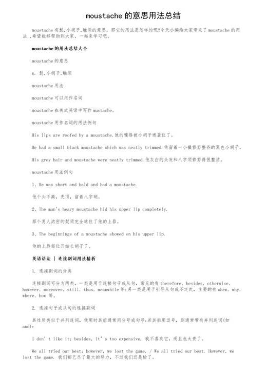 moustache的意思用法总结