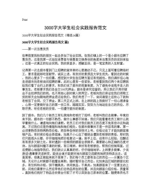 3000字大学生社会实践报告范文