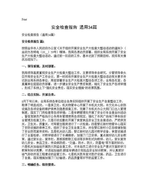 安全检查报告(通用)