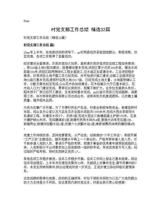 村党支部工作总结(精选)