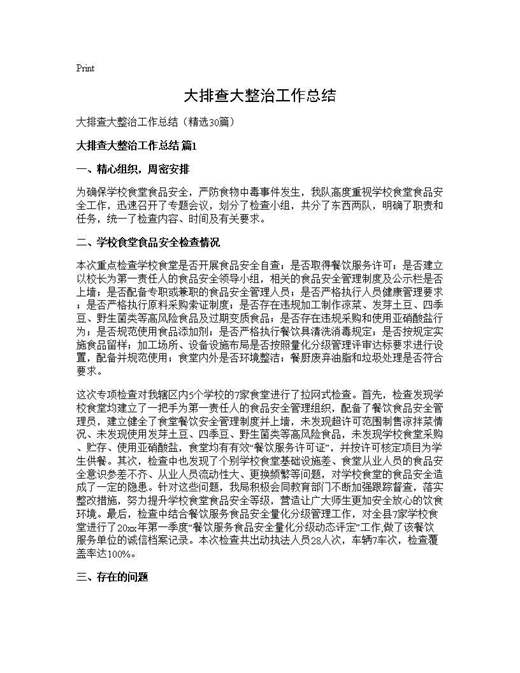 大排查大整治工作总结