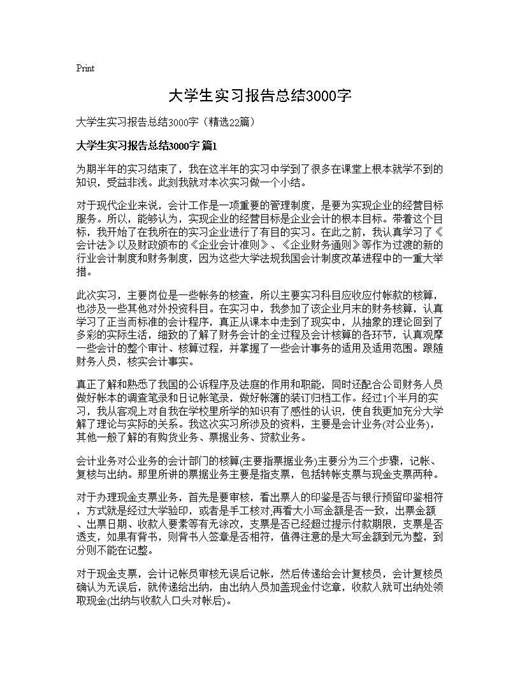 大学生实习报告总结3000字