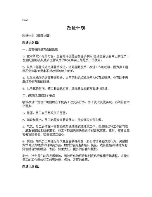 改进计划