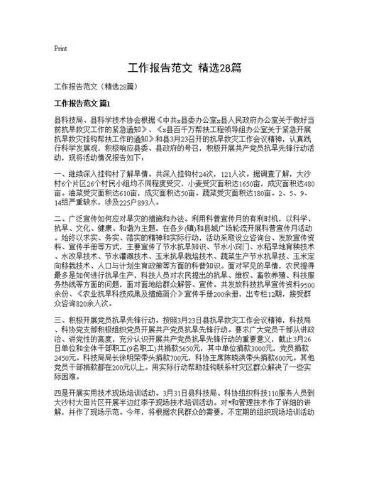 工作报告范文(精选)