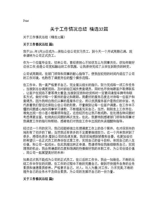 关于工作情况总结(精选)