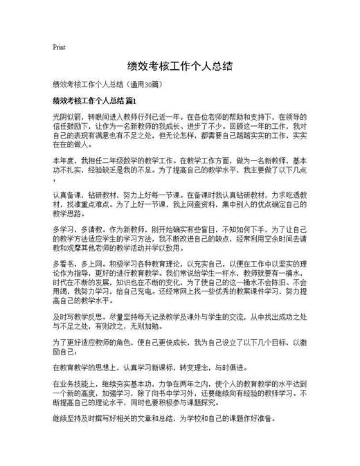 绩效考核工作个人总结