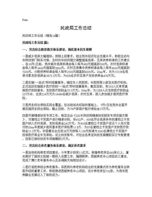 民政局工作总结