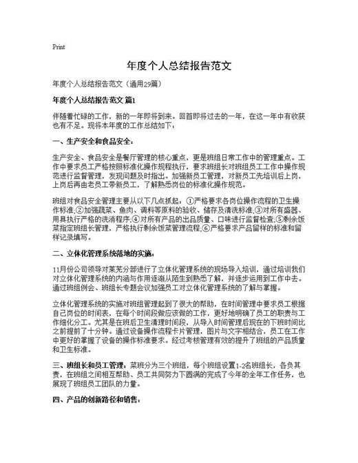 年度个人总结报告范文