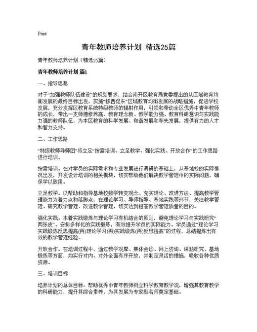 青年教师培养计划(精选)