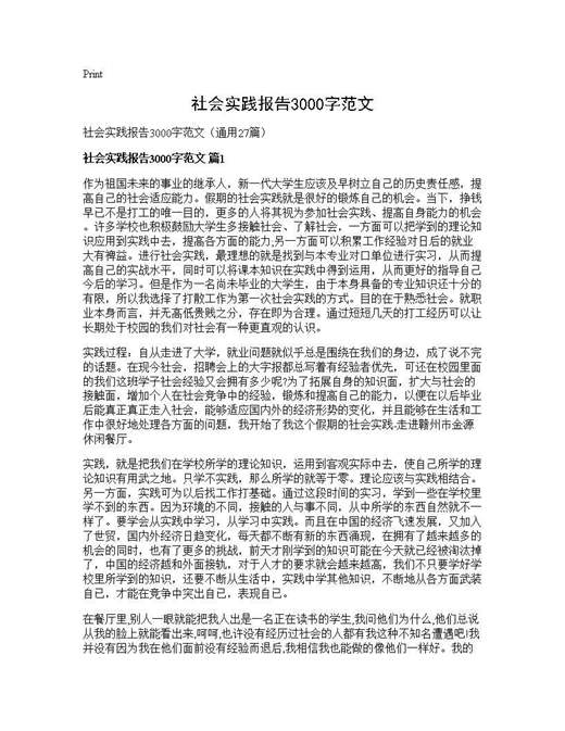 社会实践报告3000字范文