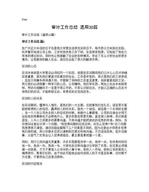 审计工作总结(通用)