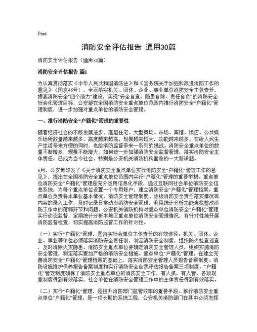 消防安全评估报告(通用)