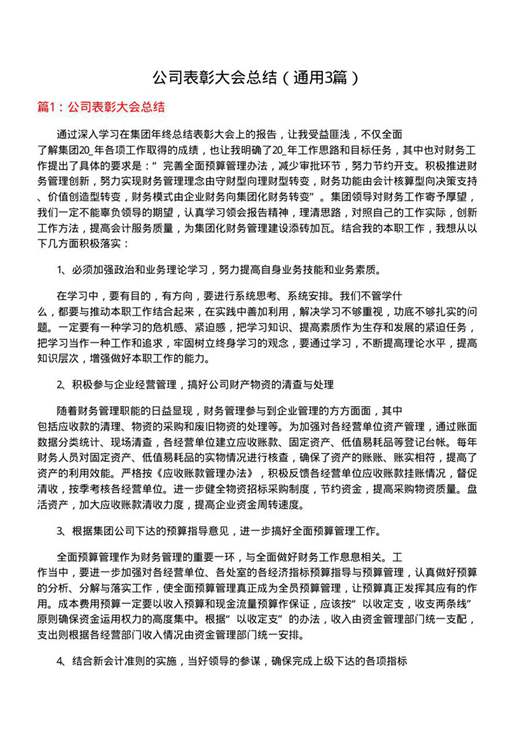 公司表彰大会总结