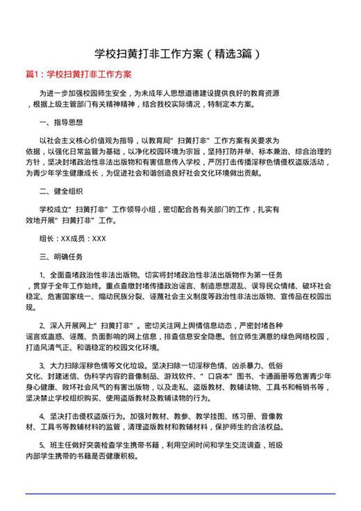学校扫黄打非工作方案