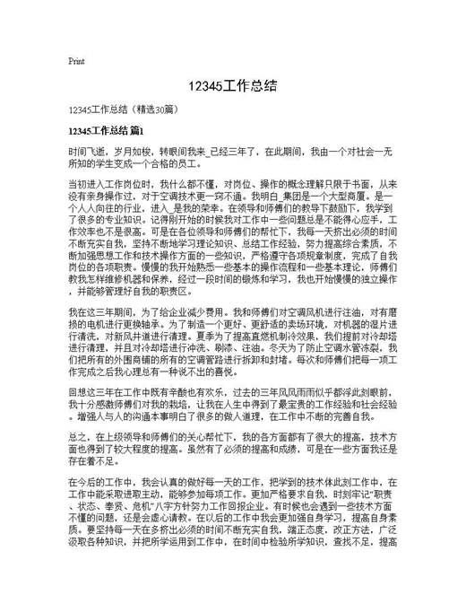 12345工作总结