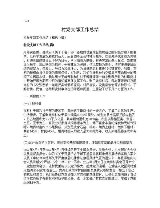 村党支部工作总结