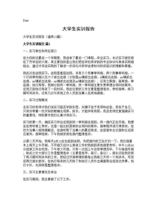 大学生实训报告