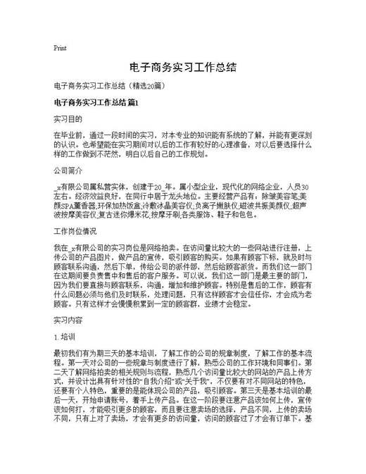 电子商务实习工作总结