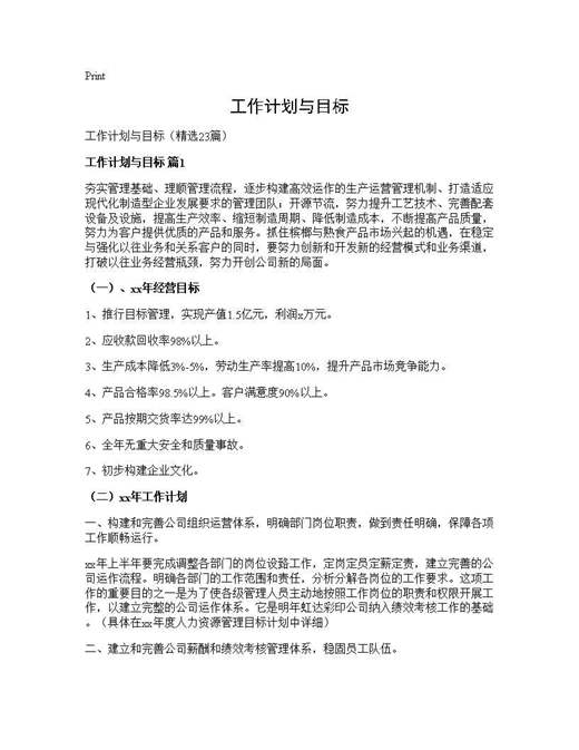 工作计划与目标