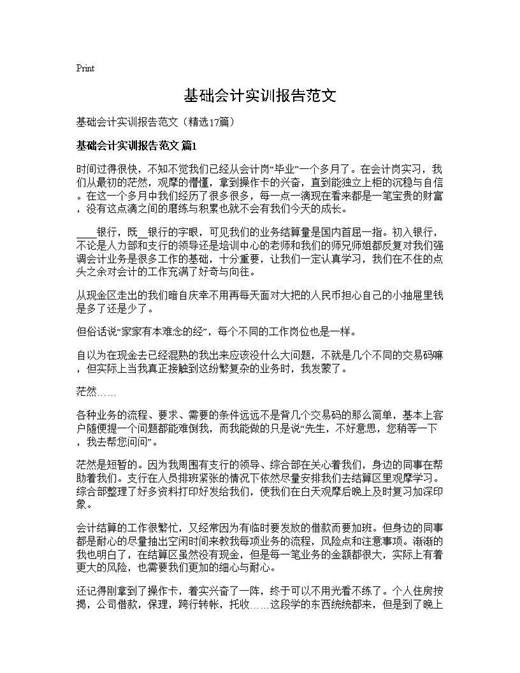 基础会计实训报告范文