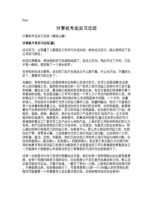 计算机专业实习总结