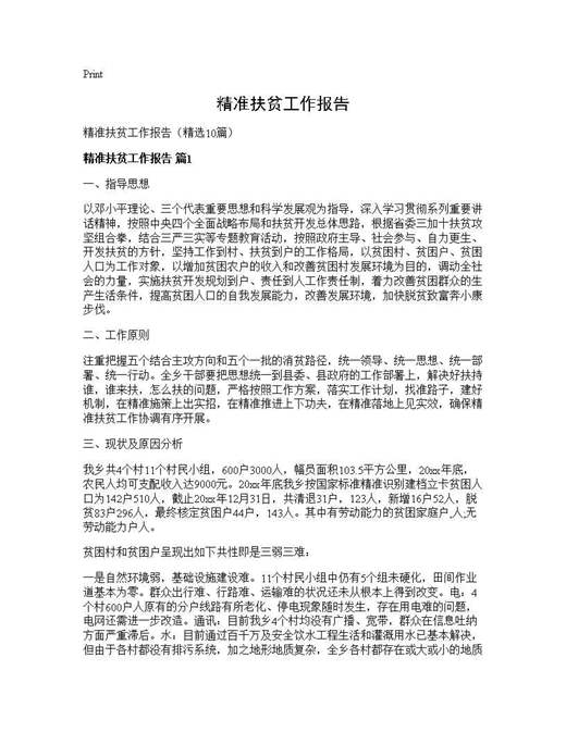 精准扶贫工作报告