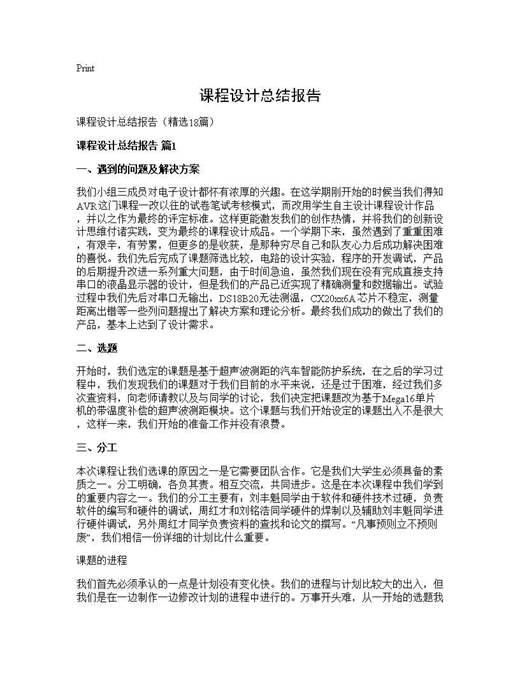 课程设计总结报告