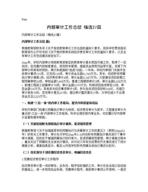 内部审计工作总结(精选)