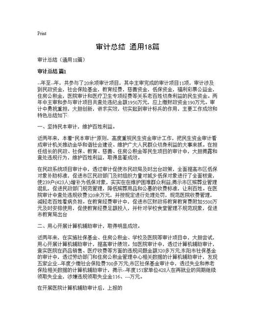 审计总结(通用)