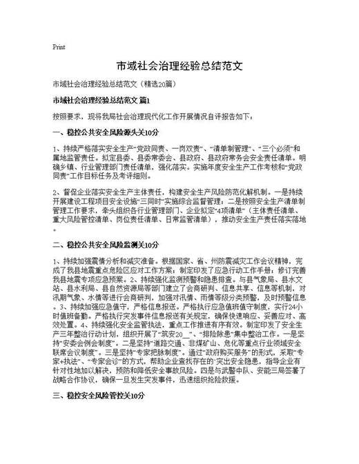 市域社会治理经验总结范文