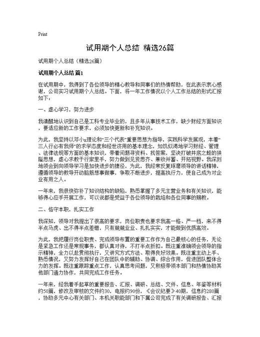试用期个人总结(精选)