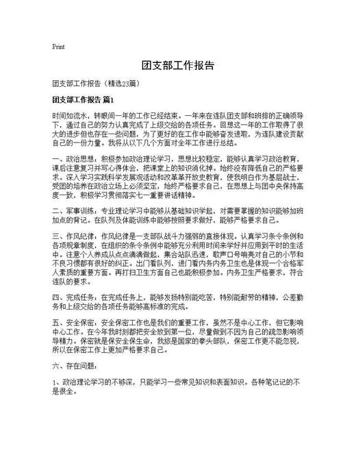 团支部工作报告