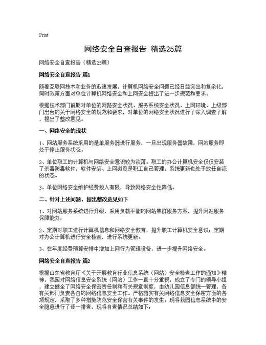 网络安全自查报告(精选)