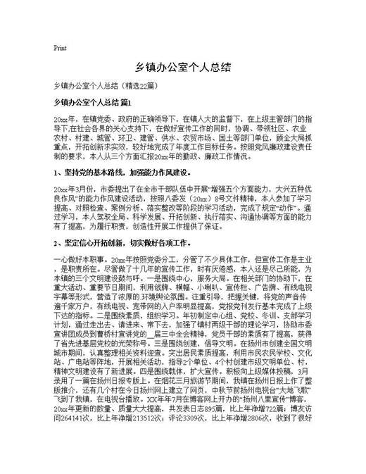 乡镇办公室个人总结