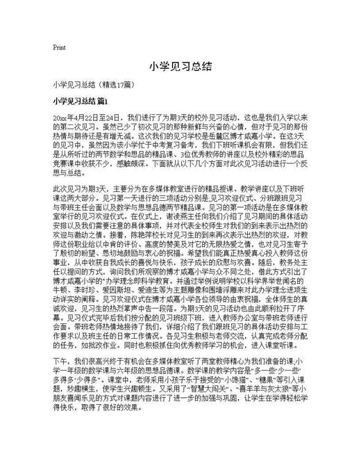 小学见习总结