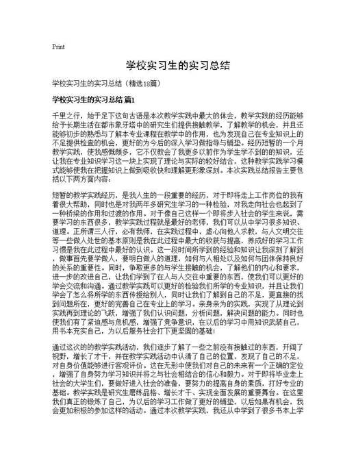 学校实习生的实习总结