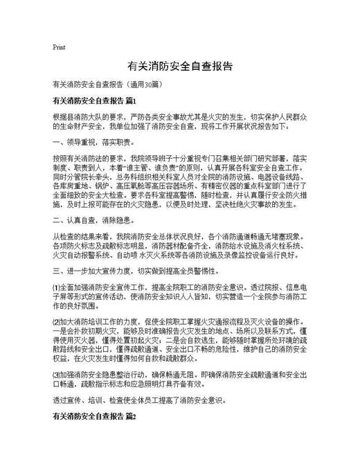 有关消防安全自查报告