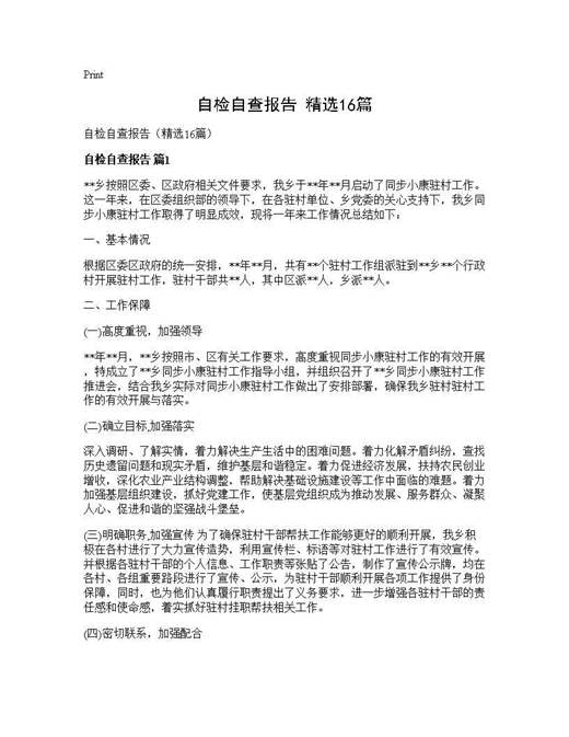 自检自查报告(精选)