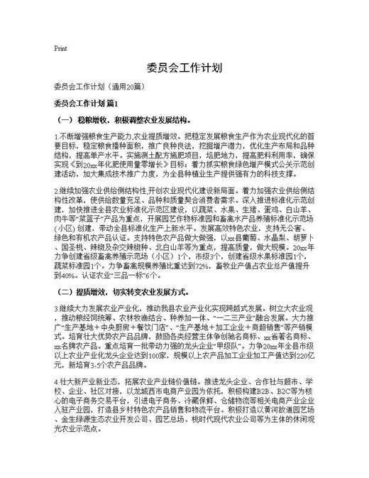 委员会工作计划