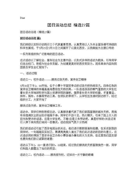 团日活动总结(精选)