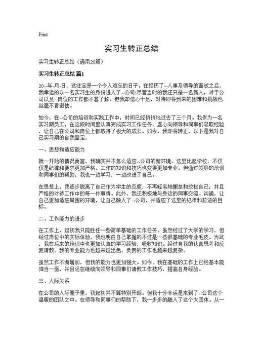 实习生转正总结