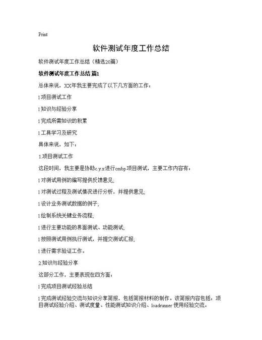 软件测试年度工作总结