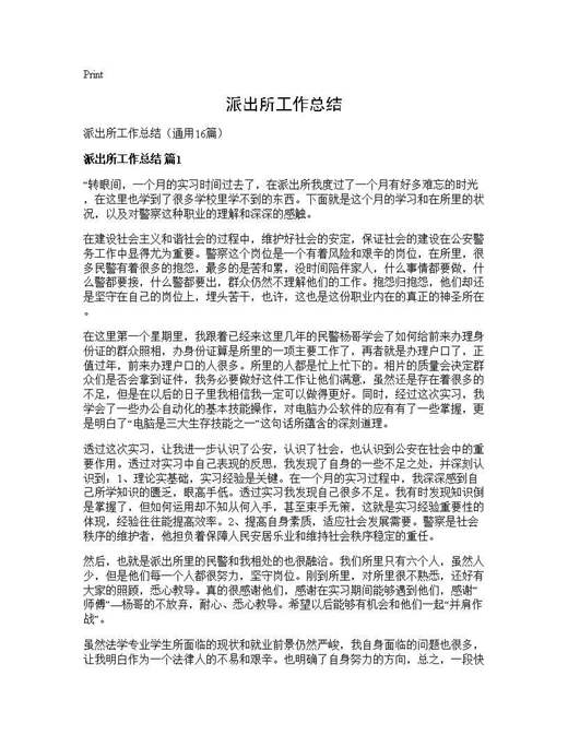 派出所工作总结