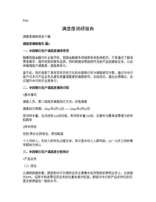 满意度调研报告