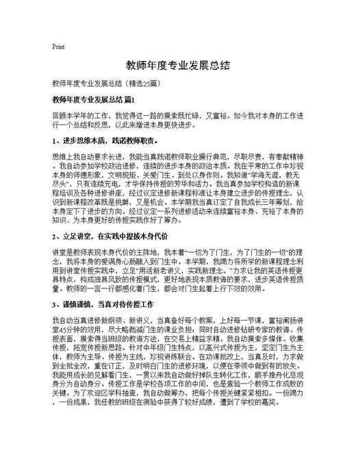 教师年度专业发展总结