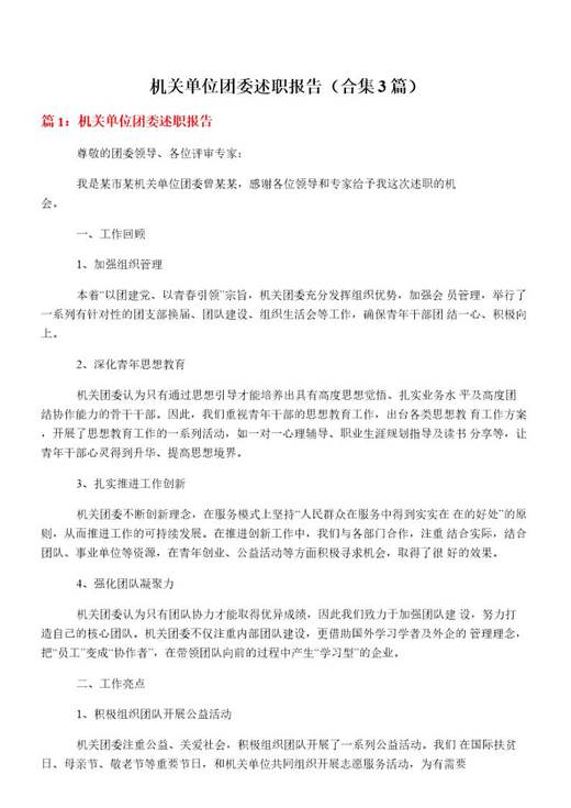 机关单位团委述职报告