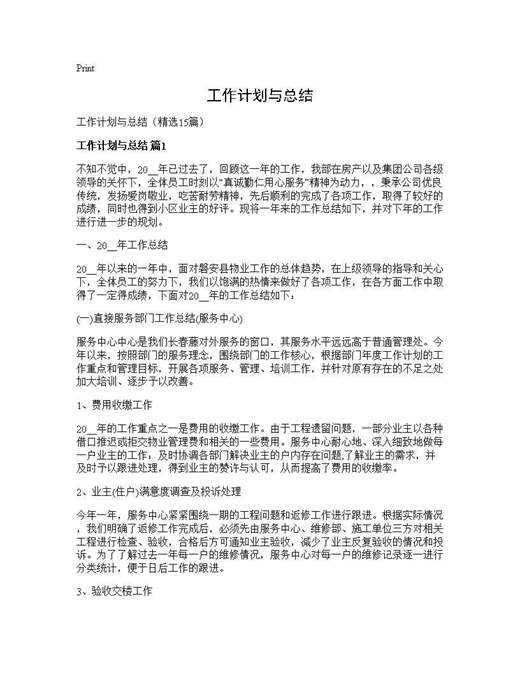 工作计划与总结