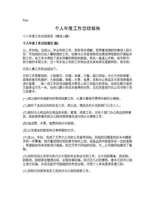 个人年度工作总结报告