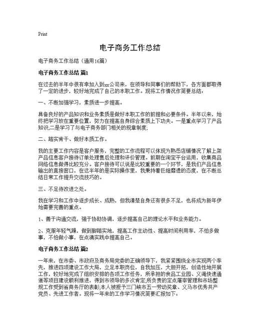 电子商务工作总结