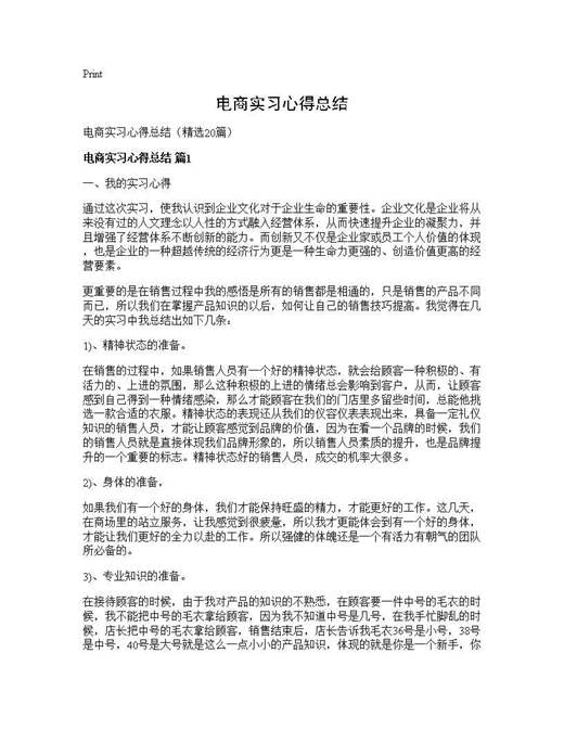 电商实习心得总结